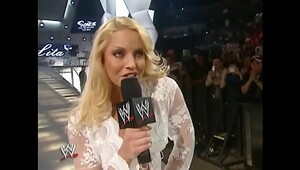 Trish Stratus ambling out in milky lingerie