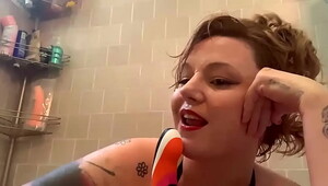 Super Cute Chubby Porn Star TROUBLE plays in bath tub!