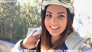 Ava Moore - French slut fucks her pussy with her dildo in the mountains on the ski slopes