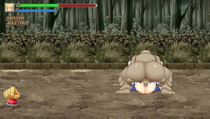 Blonde warrior gal hentai having sex with ogres men and monsters in Legend of ogre buster hentai sex game