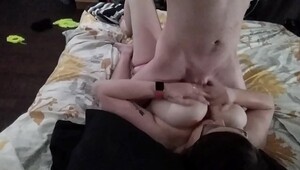 Bbw yam-sized tit wife titty fucked and cum on face