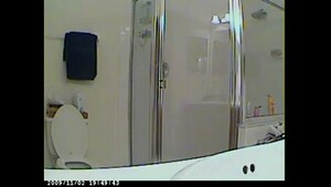 Caught naked in the bathroom on spy cam