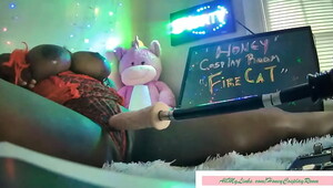 HONEY Costume play ROOM - FIRE CAT --  SexMachine Fucks so Good