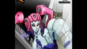 Robot damsel with Pink Hair.