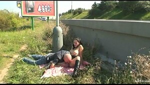 Naughty Duo Public Sex Roadside