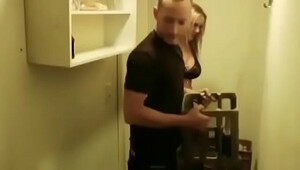 German step Mom fucks Pizza secretly in litte Room