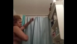 Real grandson records his real in bathroom