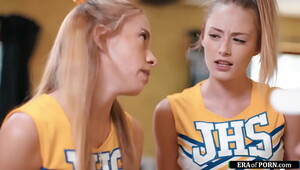 Coach anal fucks 2 petite cheerleaders