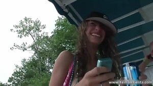 Sexy cute chick having fun outdoor