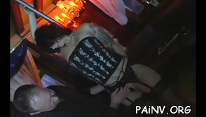 Bizarre humiliation with leaned over floozy who gets punished