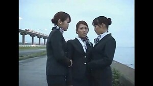 3 Japanese G/g Airline Stewardess Girls Kissing!