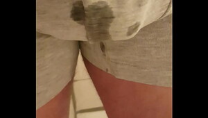 Insane guy pisses in panties and cums