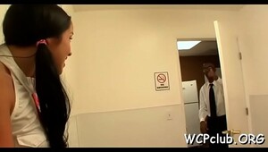 Chocolate woman stands doggystyle getting drilled so hard