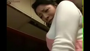 Japanese Wifey and Young Boy in Kitchen Fun